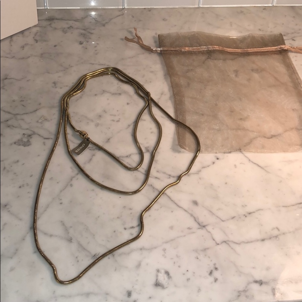 Long gold Chico’s necklace NWT